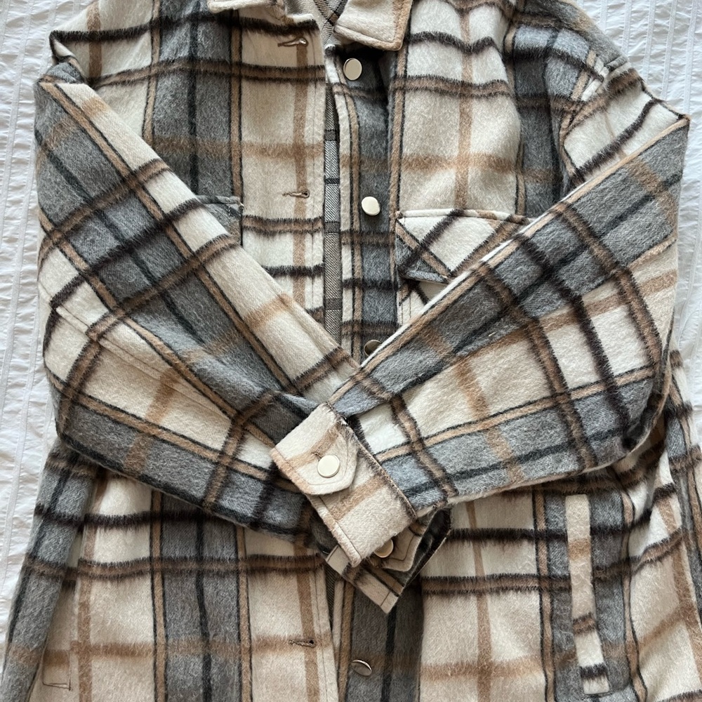 Zara Neutral Plaid Jacket - Picture 3 of 7